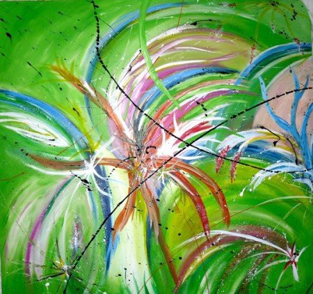 Záhrada , 100x100cm , akryl na plátne